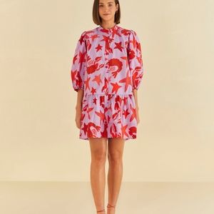 Farm Rio. Lobster Sky Mini Dress. Small